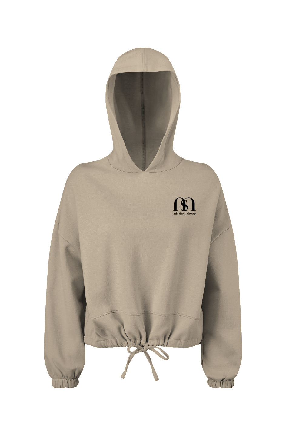 Ladies' Cropped Oversize Hoodie, MS Logo, Nude
