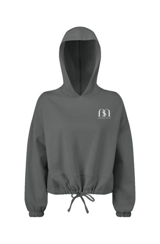 Ladies&amp;#39; Cropped Oversize Hoodie, MS Logo, Charcoal